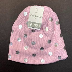 Carter's Baby Hat & Mitten Set - Pink Metallic Dot